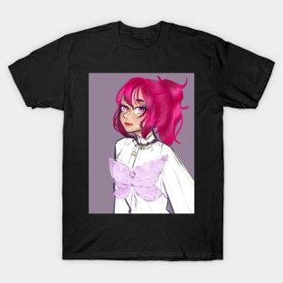 Pink haired anime butterfly girl T-Shirt